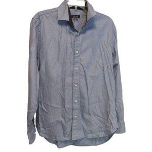 Zara Man Men's Eu42 USA 16 Shirt Tailored Fit Houndstooth Long Sleeve Blue Brown